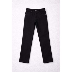 Erkek Çocuk Likralı Siyah Renk Taşlamalı Denim Kot Pantolon