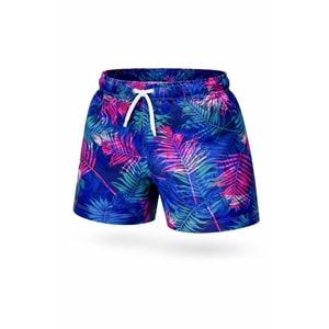 Yeni Sezon Erkek Çocuk Desenli Baskılı Bel Bağcıklı Şort Mayo Fileli Tam / Regular Kalıp - LACİVERT - 3-4 YAŞ