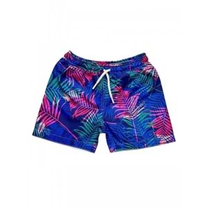 Yeni Sezon Erkek Çocuk Desenli Baskılı Bel Bağcıklı Şort Mayo Fileli Tam / Regular Kalıp - LACİVERT - 3-4 YAŞ