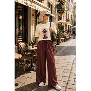 Paris Teddy Daily Chick Mode Baskılı Premium T-Shirt - PASTEL PEMBE - L - ST01114-PASTEL PEMBE-L