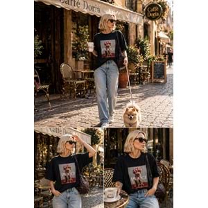 Pucci Süslü Premium Baskı Desen T-Shirt - SİYAH - L - ST01115-SİYAH-L