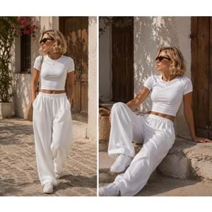 Ibeeka - Kısa Kol Basic Crop T-Shirt %100 Pamuk // Sarı - Beyaz - Siyah - Kırmızı
