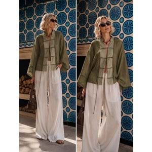 Ibeeka - Premium Bohem Bağlama Detay Salaş Kaftan Gömlek