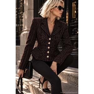 Monroe Coco Gold Düğmeli Buklet Bel Formlu Ceket