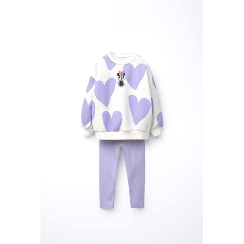 Çocuk Mor Desenli 2’li Takım – Sweatshirt & Tayt