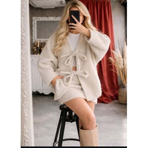 Önden Bağlama Detaylı Takım - Taş Renk Premium Pinterest Style