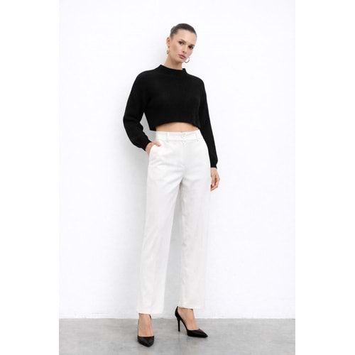 Ekru Renk İspanyol Paça Pantolon - BEYAZ - M - ST00114-11275