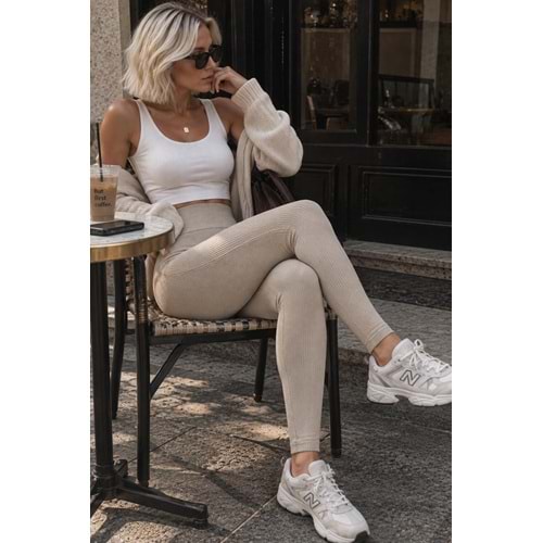 Taş Renk Kaşkorse Şardonlu Tayt - TAŞ - XL - ST00235-11763