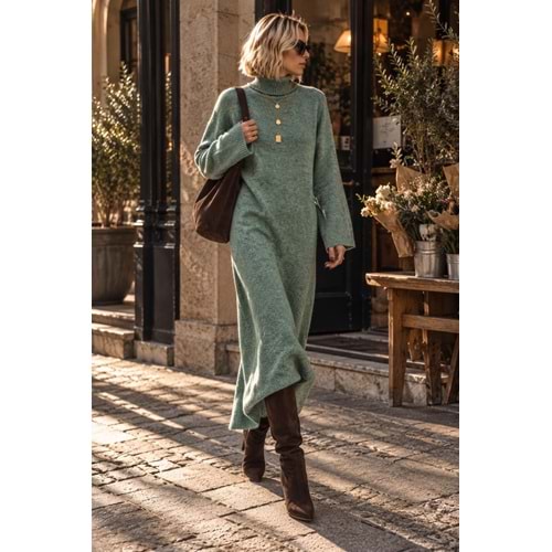 Soft Yeşil Triko Elbise - YEŞİL - STANDART - ST00253-11830