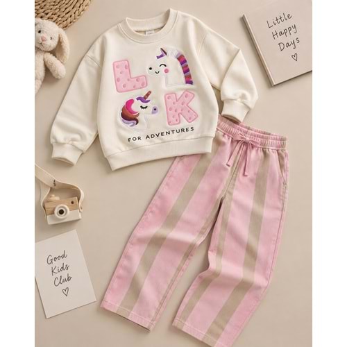 Look Unicorn Baskılı Alt Üst Takım - PASTEL PEMBE - 7-8 YAŞ - ST00284-PASTEL PEMBE-7-8 YAŞ