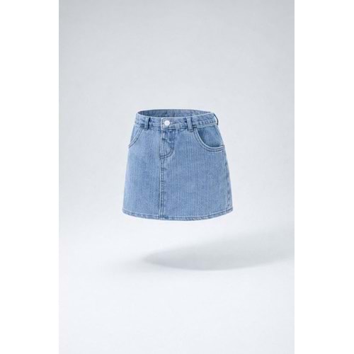 Açık Kot Mavi Lastikli Bel Mini Kot Etek - BEBE MAVİ - 2-3 YAŞ - ST00302-BEBE MAVİ-2-3 YAŞ