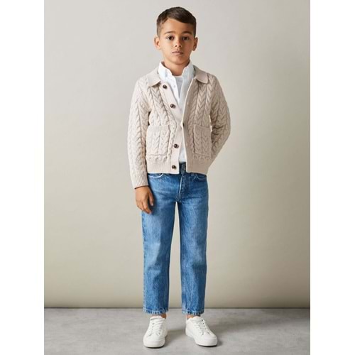 Triko Hırka Düğme Kapamalı Cep Detaylı - KREM - 3-4 YAŞ - ST00303-KREM-3-4 YAŞ