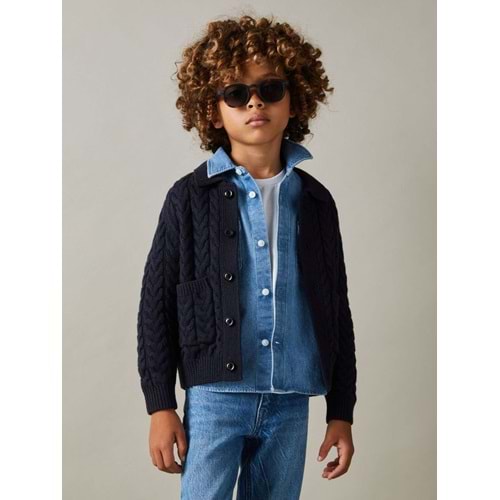 Triko Hırka Düğme Kapamalı Cep Detaylı - LACİVERT - 3-4 YAŞ - ST00303-LACİVERT-3-4 YAŞ