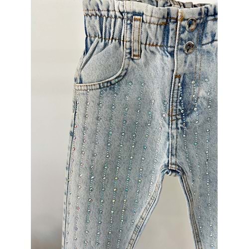 Taşlı Tasarım Kot Pantolon - KOT MAVİ - 4-5 YAŞ - ST00312-KOT MAVİ-4-5 YAŞ