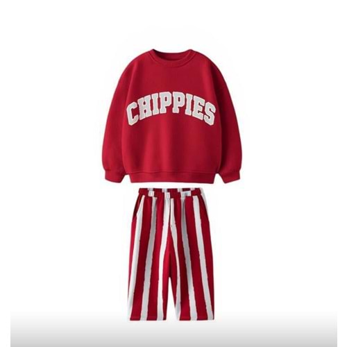 Chippies Bordo Renk Alt Üst Eşofman Takım - BORDO - 2-3 YAŞ - ST00331-BORDO-2-3 YAŞ
