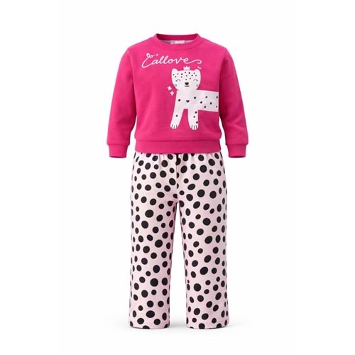Koyu Fuşya Renk Sevimli Hayvancıklar Baskılı Alt Üst Takım - FUŞYA - 5-6 YAŞ - ST00353-FUŞYA-5-6 YAŞ