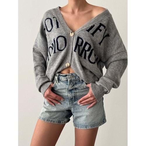 Notify Tomorrow Gri Renk Düğmeli Hırka Standart Beden - GRİ - STANDART - ST00386-GRİ-STANDART