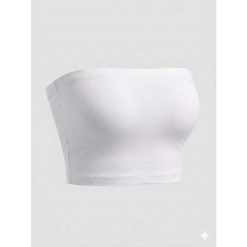 Straplez Büstiyer/Crop Top Kendinden Sütyenli - BEYAZ - M - ST00404-BEYAZ-M