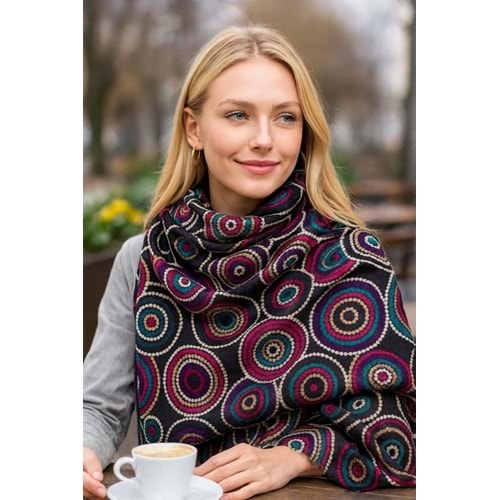 Halka Desenli Çok Renkli Şal 90x180cm