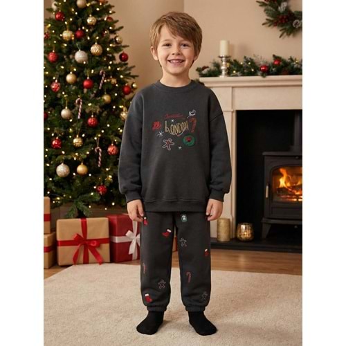 Lacivert Renk Unisex Geyik Detaylı Alt Üst Takım - LACİVERT - 2-3 YAŞ - ST00576-LACİVERT-2-3 YAŞ