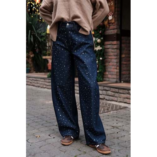 Mavi Renk Zımbalı Tasarım Kot Pantolon - MAVİ - 36 - ST00592-MAVİ-36