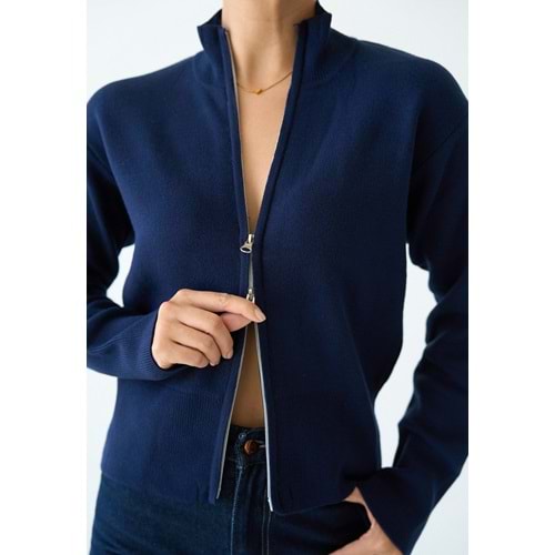 Lacivert Renk Çift Taraf Açılabilir Fermuarlı Hırka