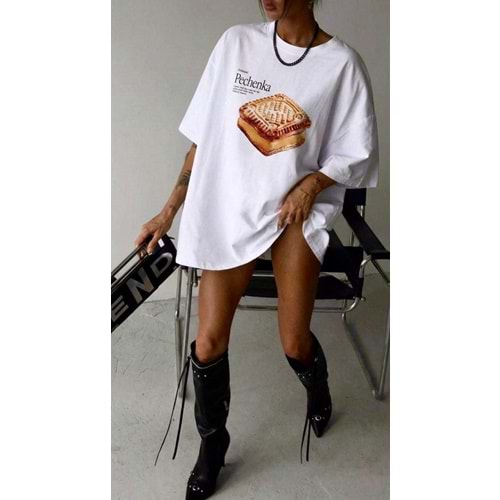 Ekru Renk T-Shirt Pachenka Biscuit Baskılı