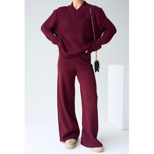 Rahat Kesim Bordo Renk Triko Pantolon