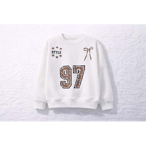 Kız Çocuk Krem Renk 3 İp Şardonlu Sweatshirt - KREM - 10 YAŞ