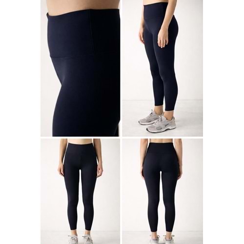 Lacivert Soft Feel Nano Kumaş iç İnce Şardonlu Tayt - L