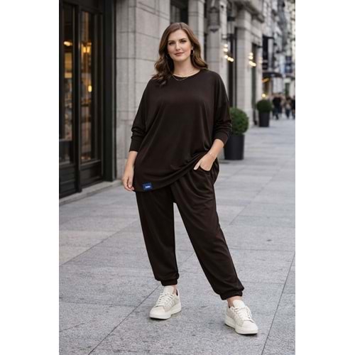 Ibeeka Urban Retro Oversize Şalvar Takım – Siyah - KAHVERENGİ - STANDART