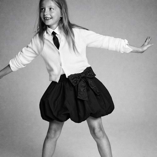 Mini Couture Boncuk Fiyonklu Siyah Balon Etek - SİYAH - 10 YAŞ