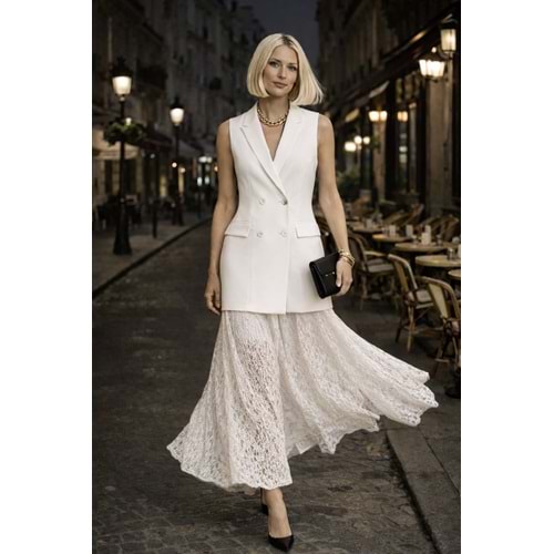 Valentina Lace Vest Dress - Yelekli Dantel Etek Alt Üst Takım - M - ST00957-14815