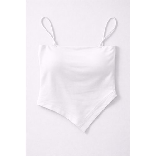 Essential Basic Strap Crop -Kendinden Sütyenli Basic Üst - EKRU - L