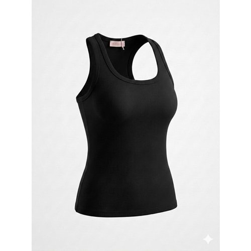 Halter Yaka Kaşkorse Kendinden Sütyenli Atlet - SİYAH - M