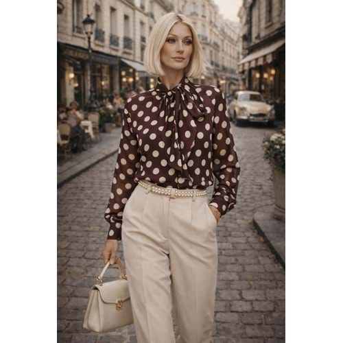 Vintage Paris Puantiye Bluz Coco Pois