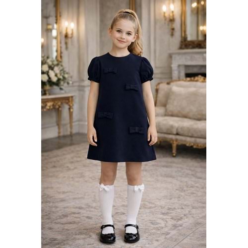 Little Duchess Fiyonklu Mini Elbise - Siyah - SİYAH - 4-5 YAŞ