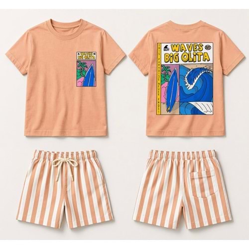 Sunset Waves Erkek Çocuk Alt Üst Yazlık Takım - SOMON - 2-3 YAŞ