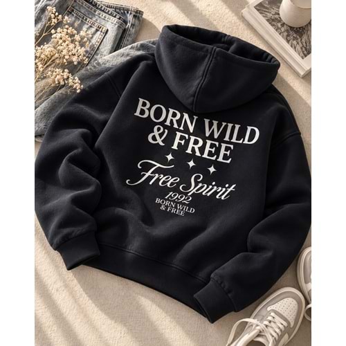 Erkek Çocuk Koyu Lacivert Baskılı Sweatshirt - Rahat Kalıp Uzun Kollu Üst - Hoodie