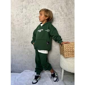 Erkek Çocuk Slogan Yazı Detaylı 3 İplik Eşofman Takımı