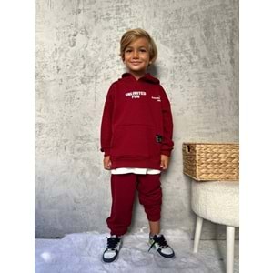 Erkek Çocuk Slogan Yazı Detaylı 3 İplik Eşofman Takımı