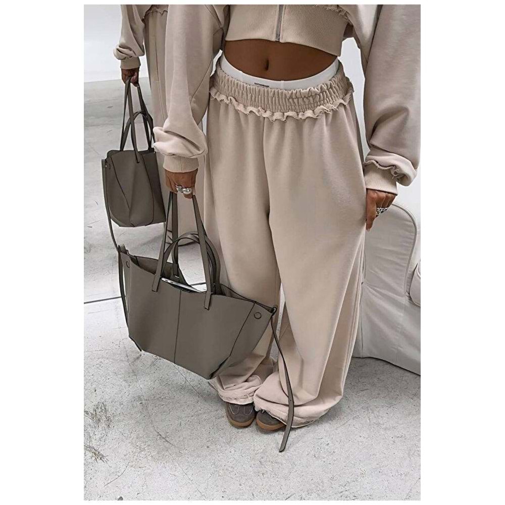 Kadın Yeni Sezon Vizon Renk Fermuar Kapama Eşofman Takımı 2 Parça