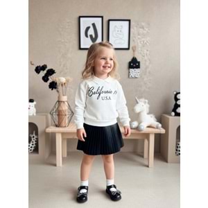 Kız Çocuk Polo Yaka Sweatshirt - Etek Trend Alt Üst Takım Yeni Sezon