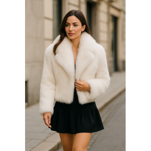 Kadın Yeni Sezon Astarlı Beyaz Renk Suni Kürk Ceket – Şık ve Zarif Kış Stili