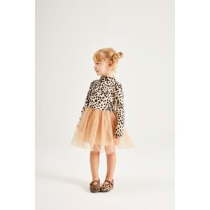 Kız Çocuk Leopar Desenli Tütü Detaylı Elbise