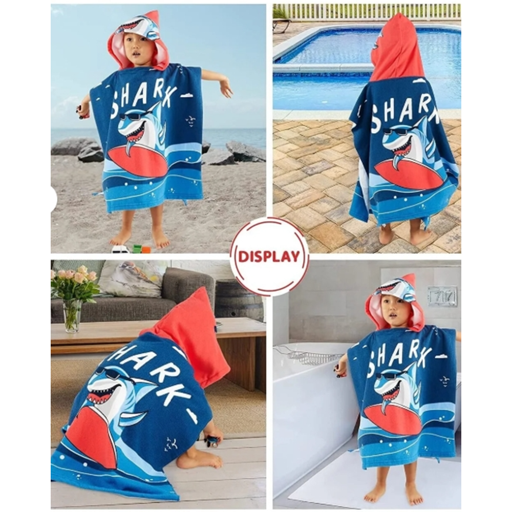Erkek Çocuk Denizaltı Surfer Desenli Panço Havlu / Kapüşonlu