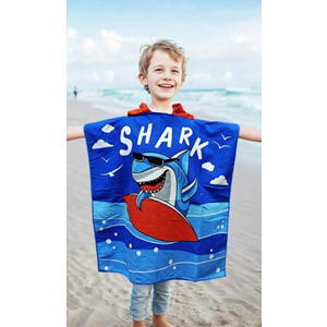 Erkek Çocuk Denizaltı Surfer Desenli Panço Havlu / Kapüşonlu