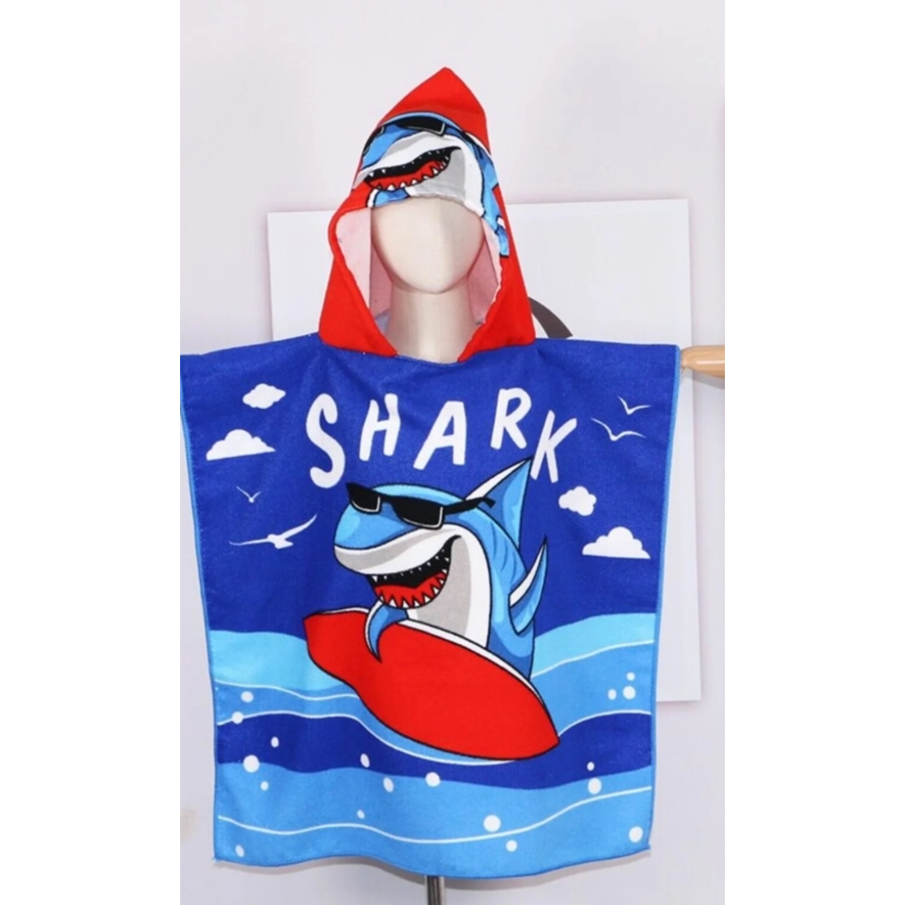 Erkek Çocuk Denizaltı Surfer Desenli Panço Havlu / Kapüşonlu