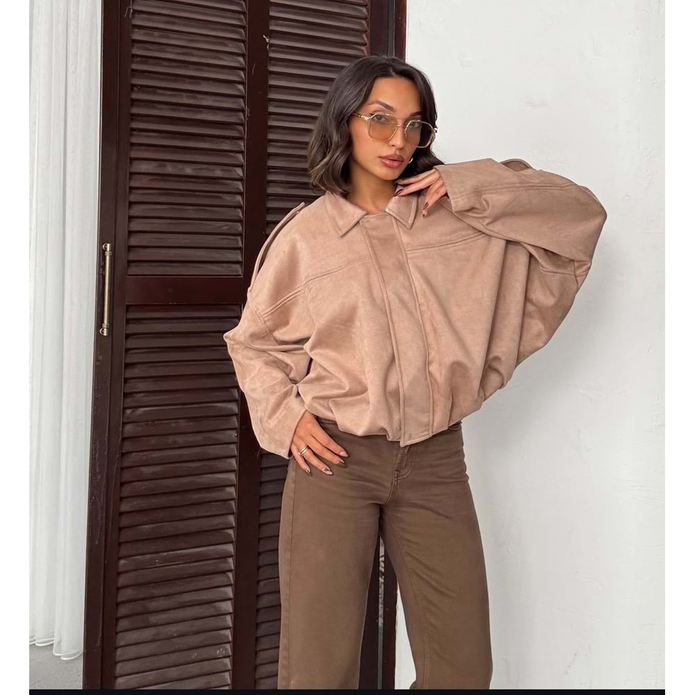 Camel Renk Süet Bomber Ceket - CAMEL - M - ST00105-CAMEL-M
