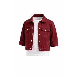 Erkek - Kız Çocuk Bordo Renk Kot Ceket